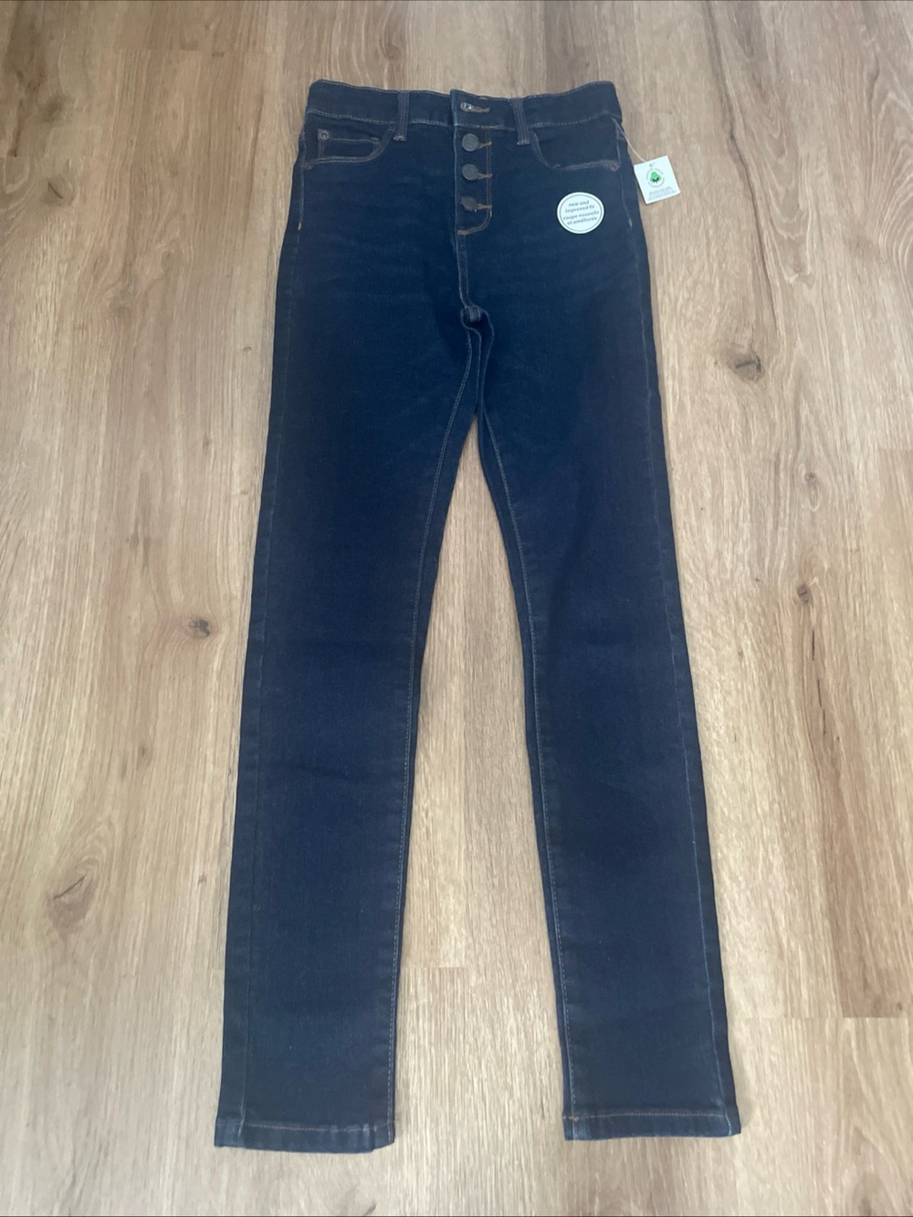 George Dark Indigo Stretch Skinny Jeans with Brown Stitching
